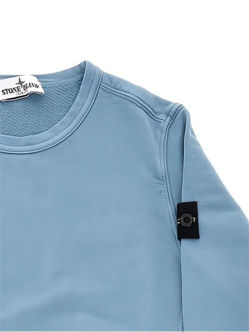 Felpa bambino Stone Island celeste con logo badge STONE ISLAND KIDS | 6100005S0040V004A